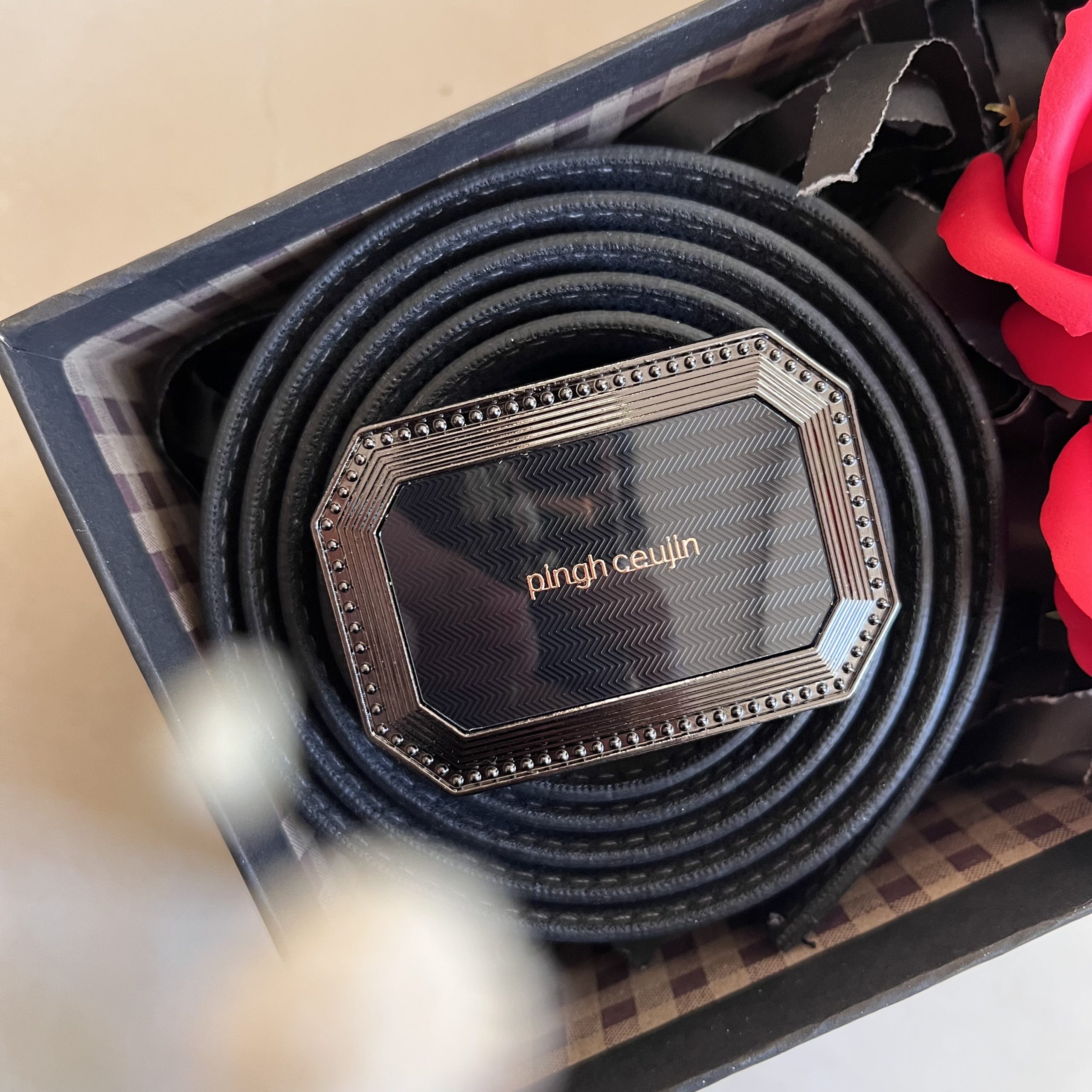 کمربند چرم مصنوعی با سگک ثابت